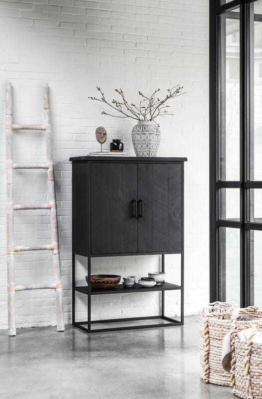 Schrank Timeless Black Balken Teakholz