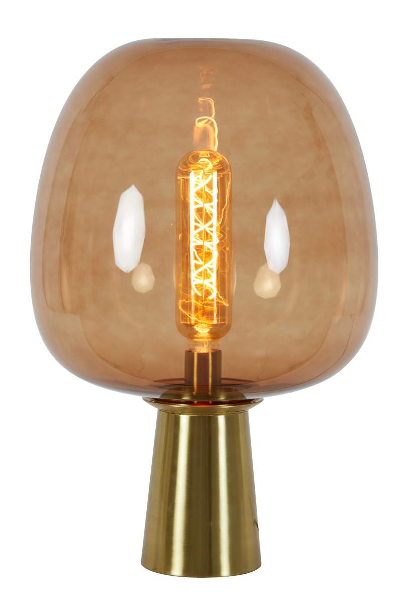 Tischlampe MAYSONY Bronze + Glas braun