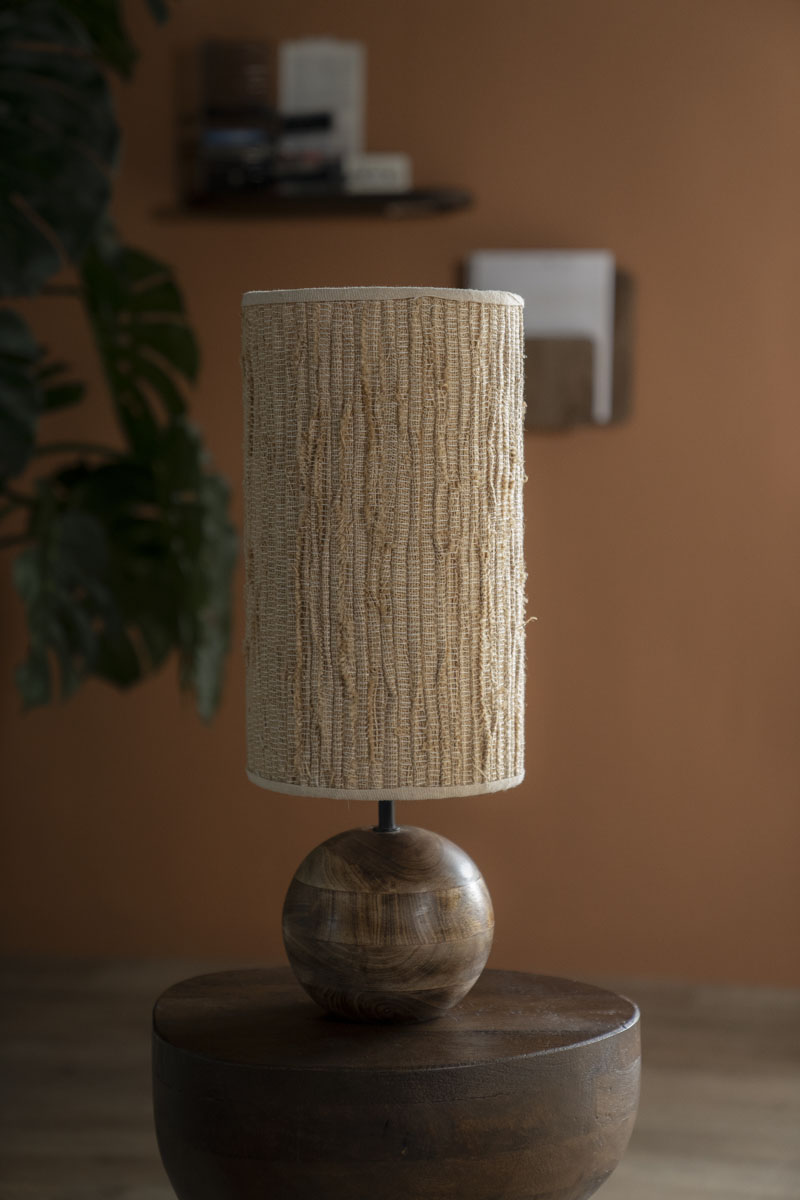 Tischlampe Gadja Wood Jute Klein