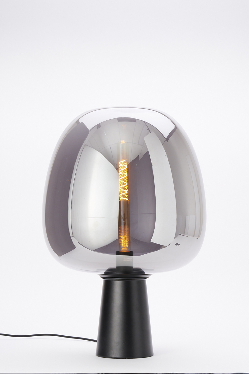 Tischlampe MAYSONY mattschwarz – rauch