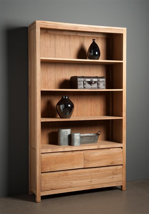 Bücherregal Corona Teakholz Mit 3 Schubladen