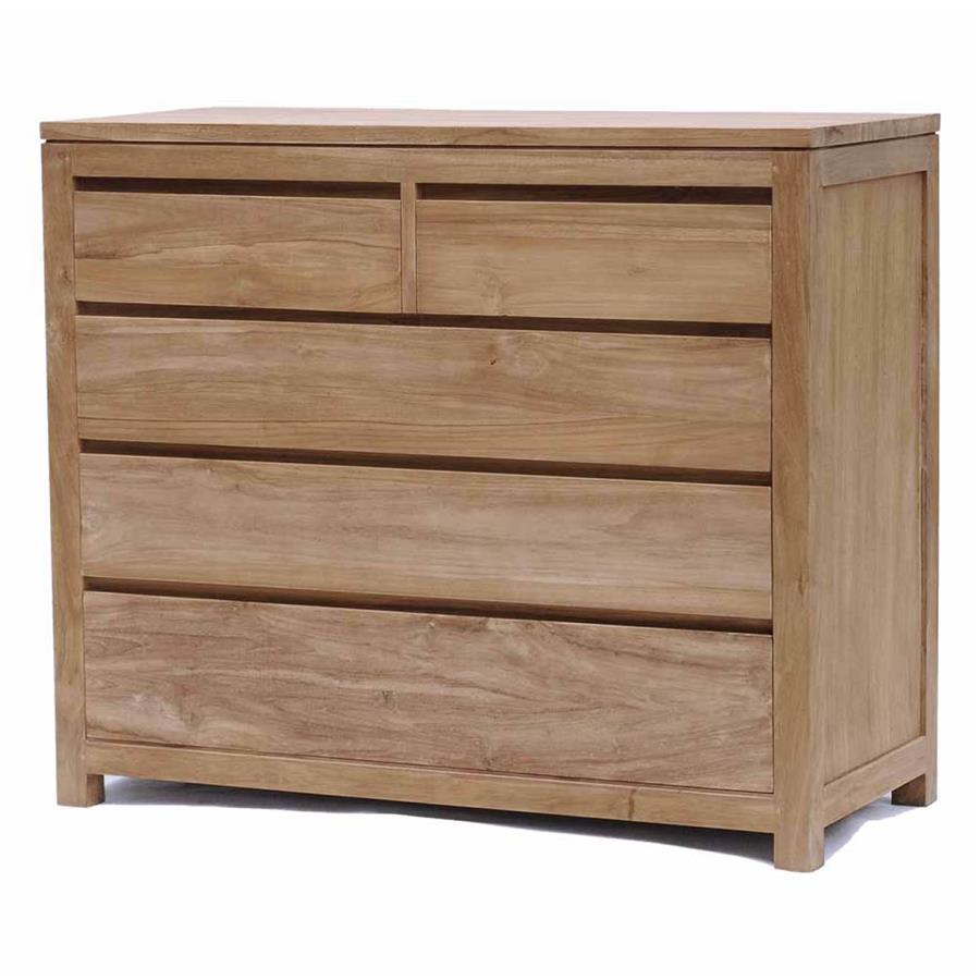 Kommode Corona Teakholz Mit 5 Schubladen