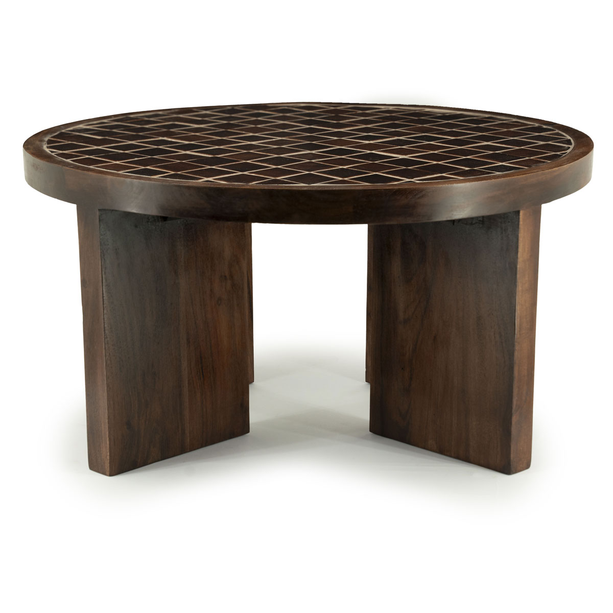 Couchtisch TiledUp Mangoholz & Keramik 70×70 cm