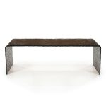 Couchtisch aus dunkelbraunem Ripple-Glas, 110 x 55 cm