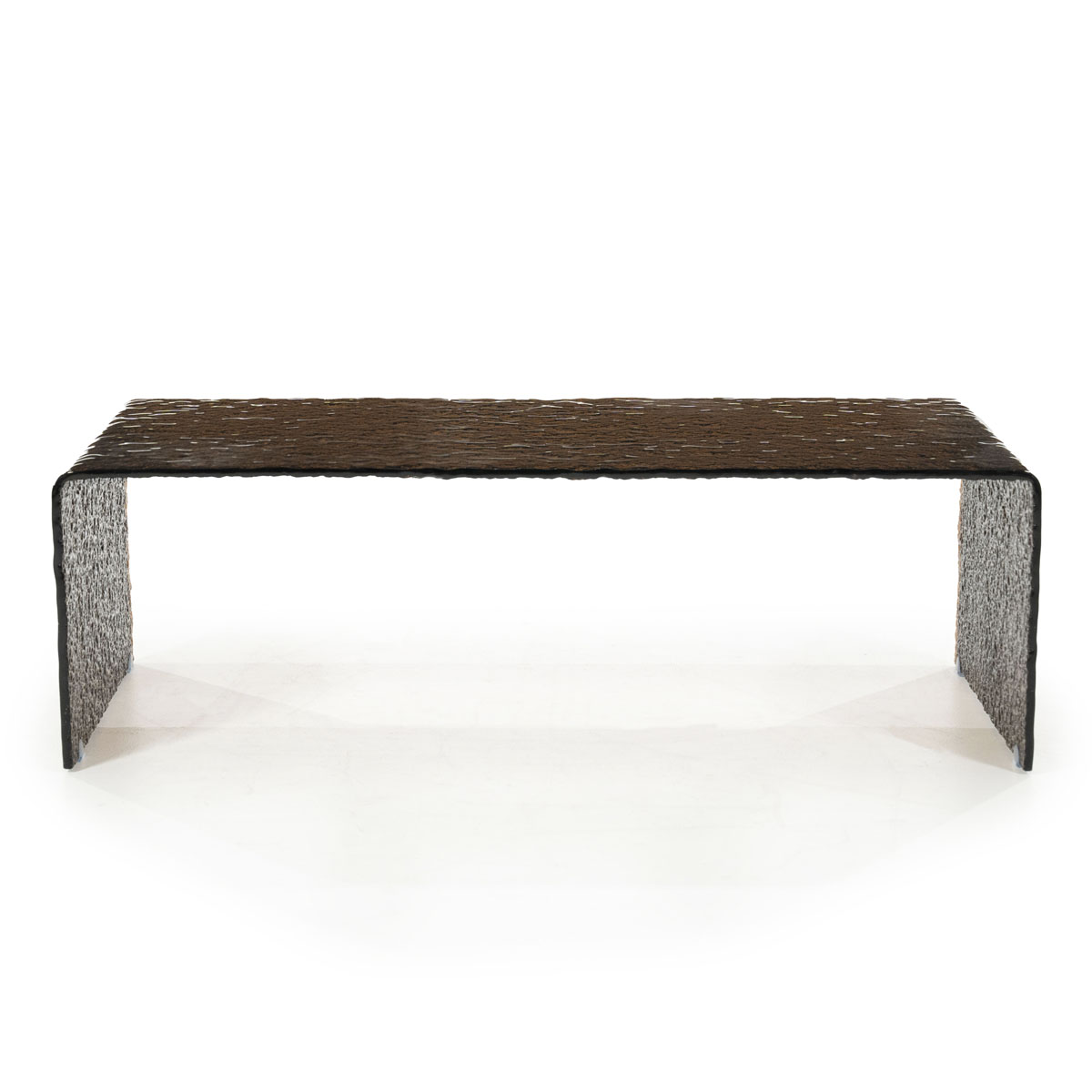 Couchtisch aus dunkelbraunem Ripple-Glas, 110 x 55 cm