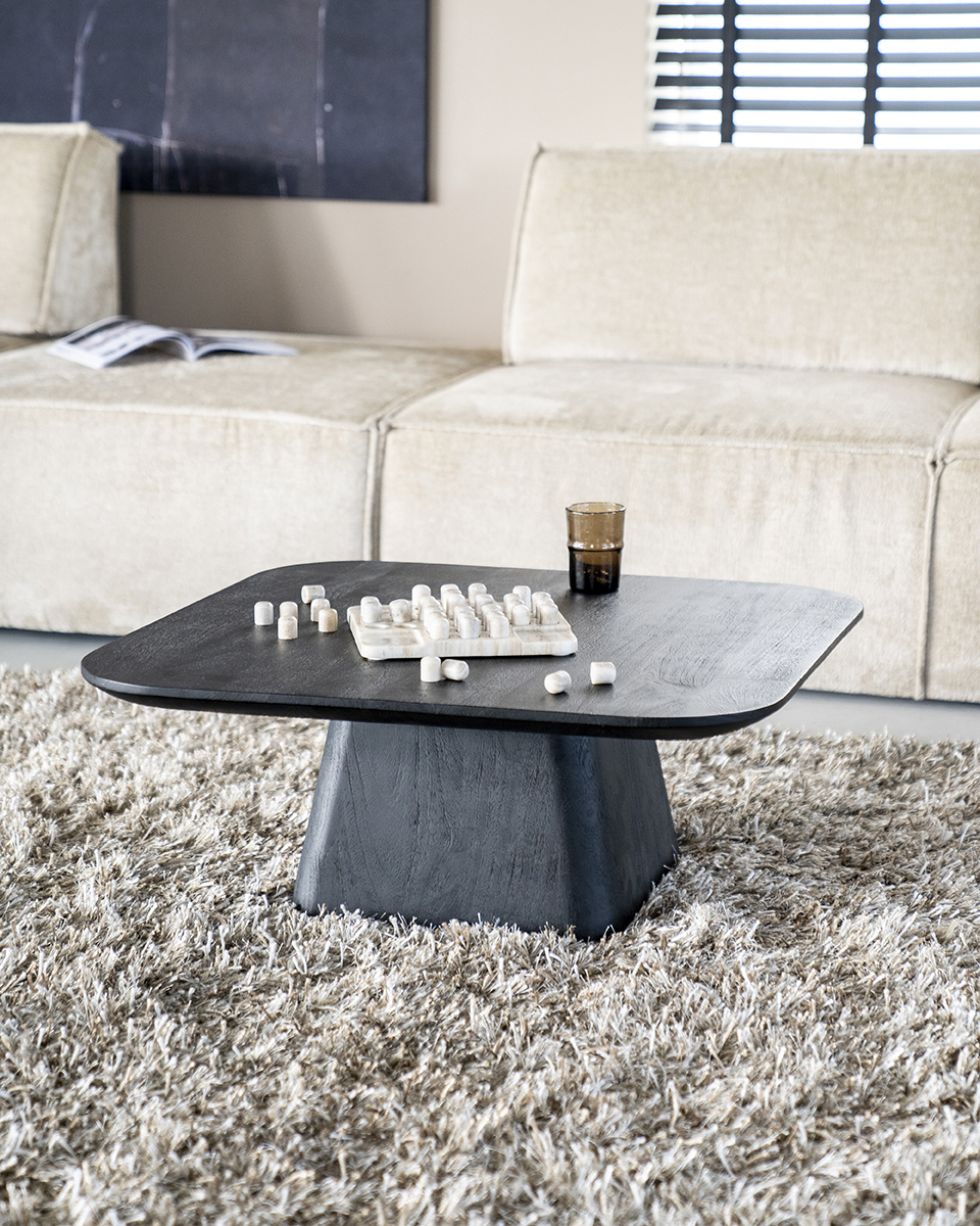 Couchtisch Aron Quadratisch Mangoholz Schwarz 80×80 cm