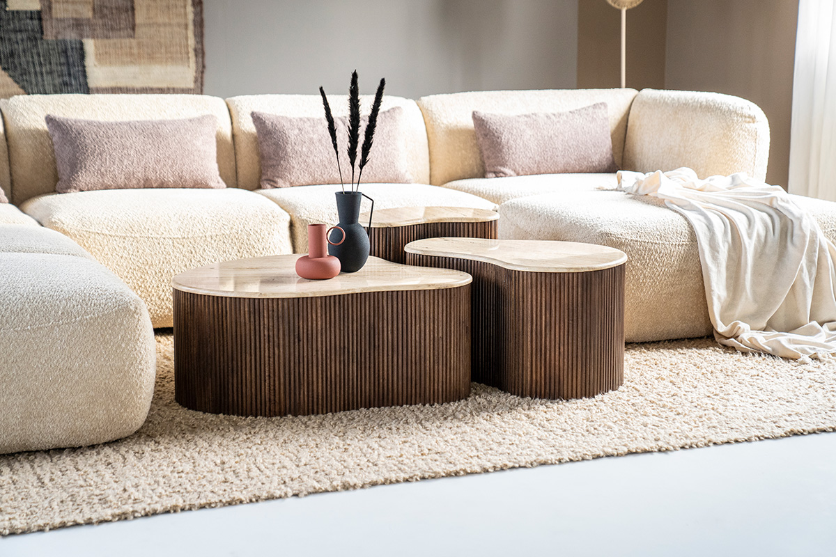 Couchtisch Mari Organisch Marmor Braun 70×47 cm