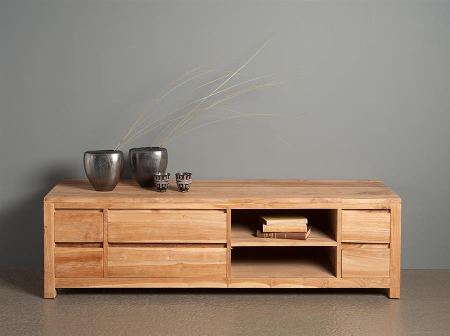 TV-Schrank Corona Teakholz Mit 6 Schubladen 170 cm