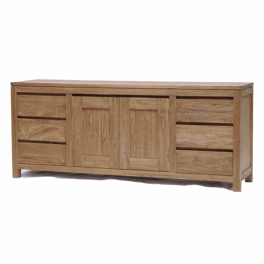 Kommode Corona Teakholz Mit 6 Schubladen Und 2 Türen 180 cm