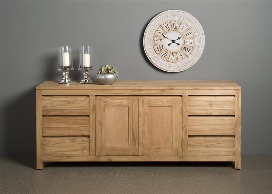 Kommode Corona Teakholz Mit 6 Schubladen Und 2 Türen 180 cm