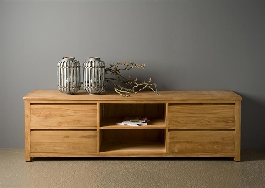 TV-Schrank Corona Teakholz Mit 4 Schubladen 200 cm