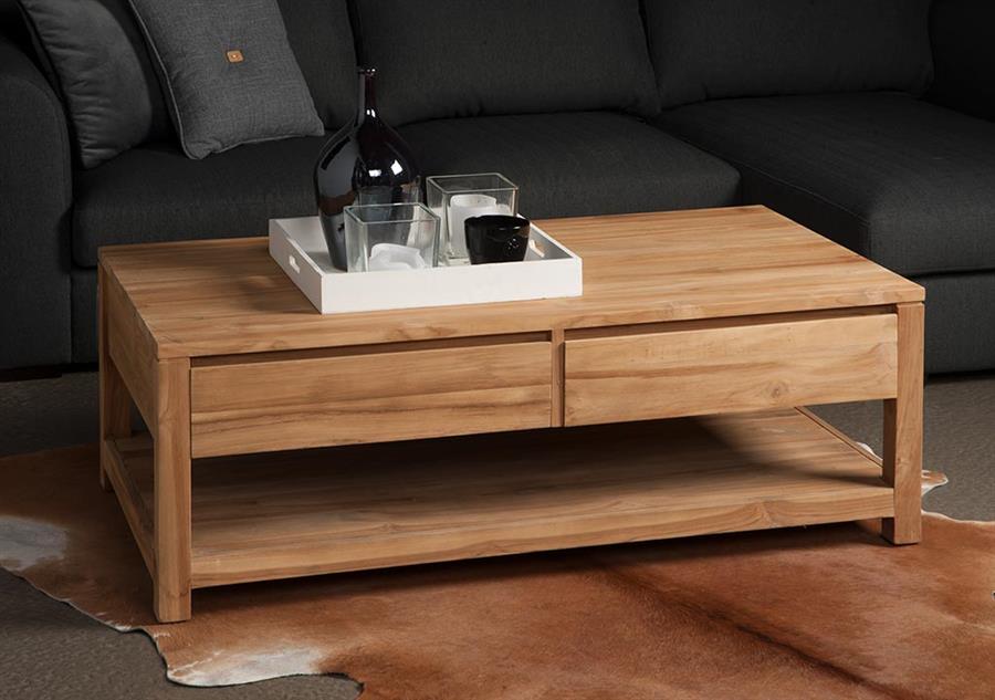 Couchtisch Corona Teakholz Mit 2 Schubladen