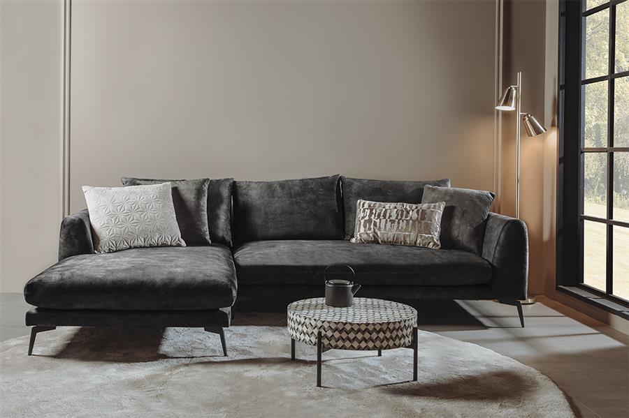 2,5-Sitzer-Loungesofa Nottingham Links Samt Anthrazitgrau