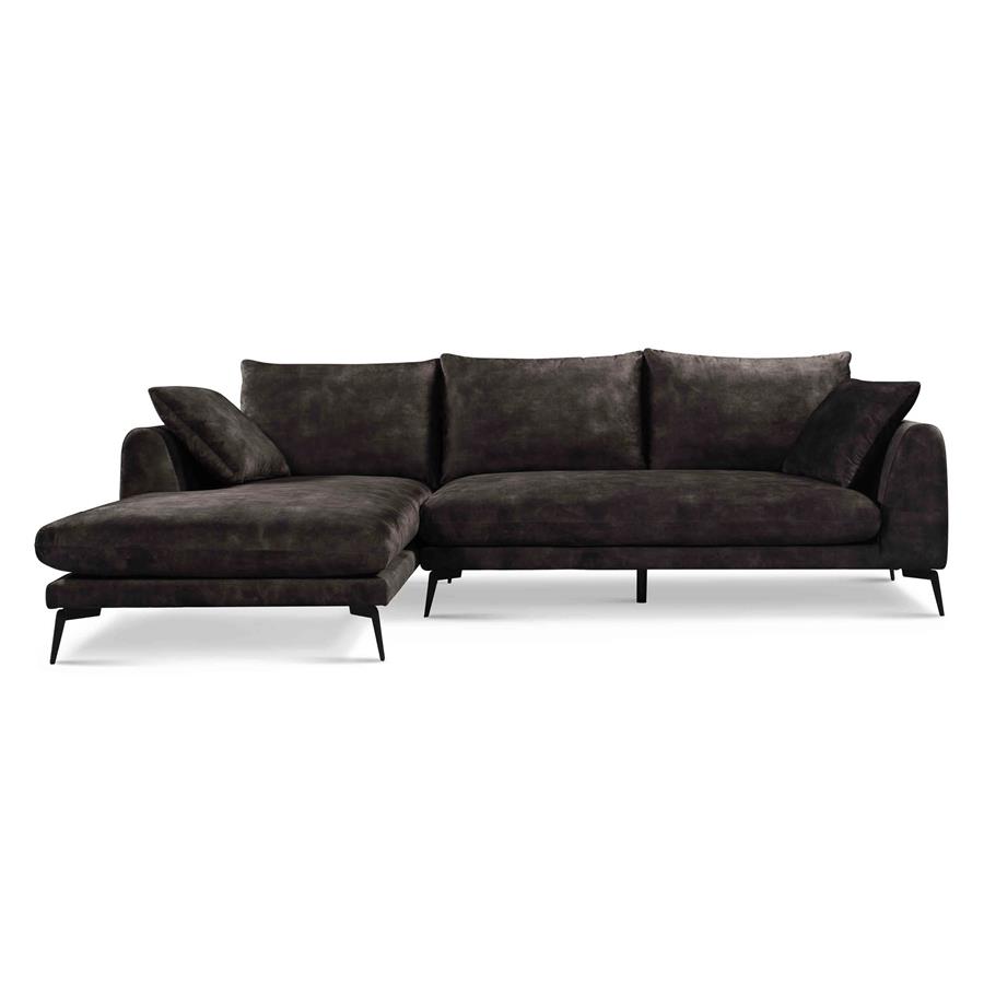 2,5-Sitzer-Loungesofa Nottingham Links Samt Anthrazitgrau