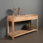 Beistelltisch Corona Teakholz mit 2 Schubladen 130 cm