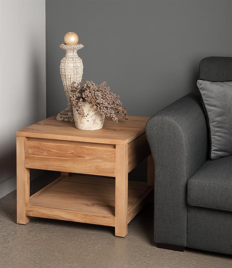 Beistelltisch Corona Teak Mit 1 Schublade