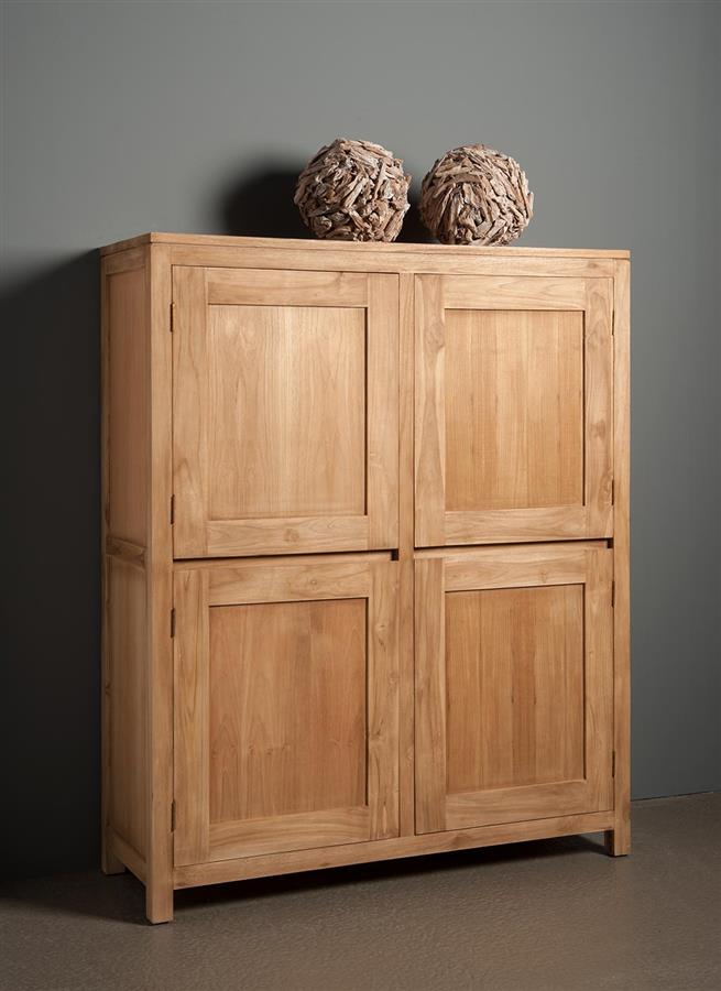 Aufbewahrungsschrank Corona Teakholz mit 4 Türen 130 cm