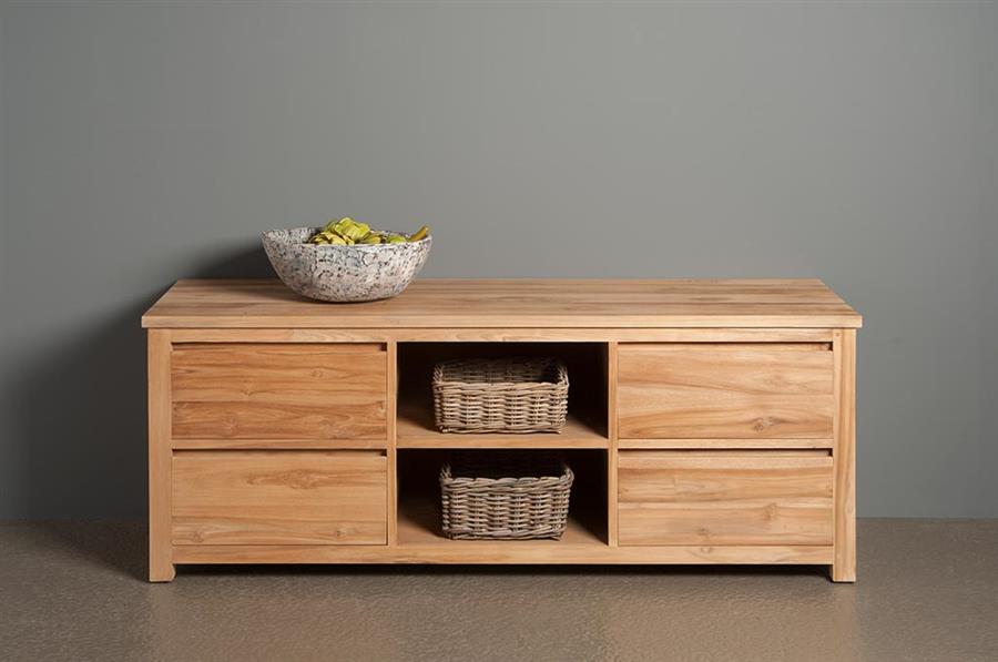 TV-Schrank Corona Teakholz Mit 4 Schubladen 160 cm