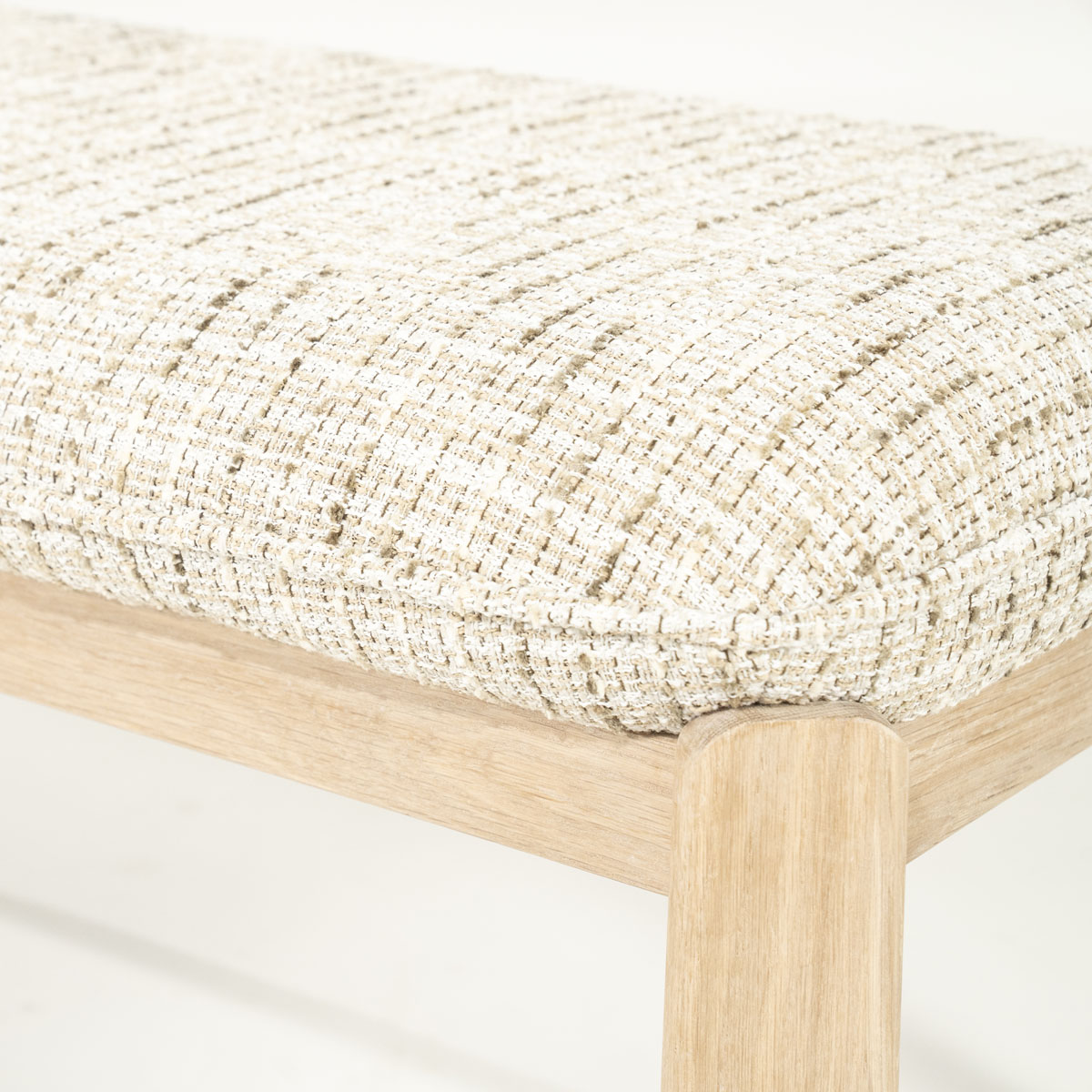 Bank Lottie Gewebter Stoff und Eichenholz Beige 143 cm