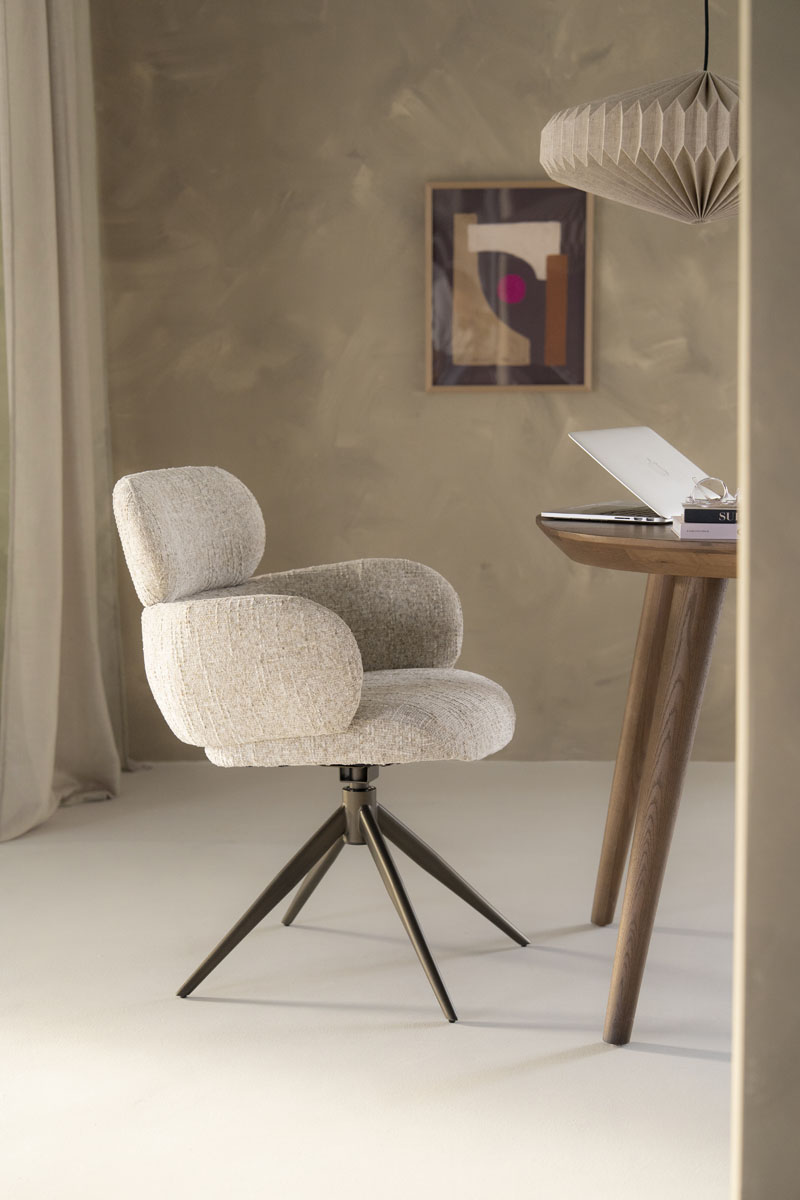 Drehbarer Esszimmerstuhl mit Armlehne Darcio Gleam Beige