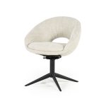 Drehbarer Esszimmerstuhl mit Armlehne Nol Bouclé Beige