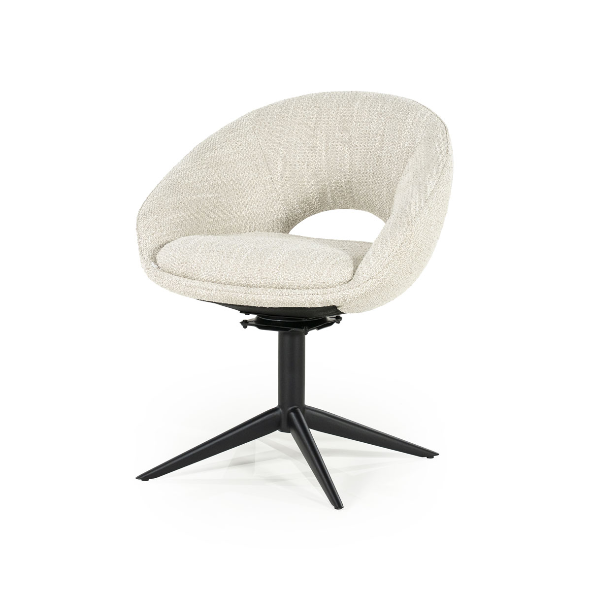 Drehbarer Esszimmerstuhl mit Armlehne Nol Bouclé Beige