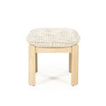 Hocker Lottie Gewebter Stoff und Eichenholz Beige