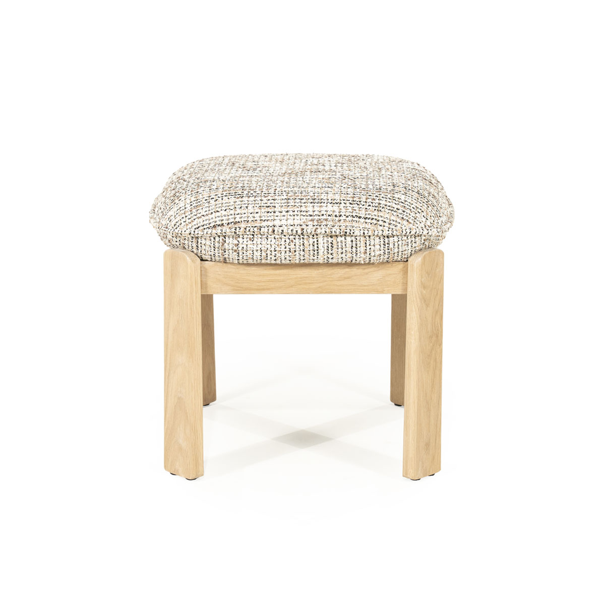 Hocker Lottie Gewebter Stoff und Eichenholz Taupe