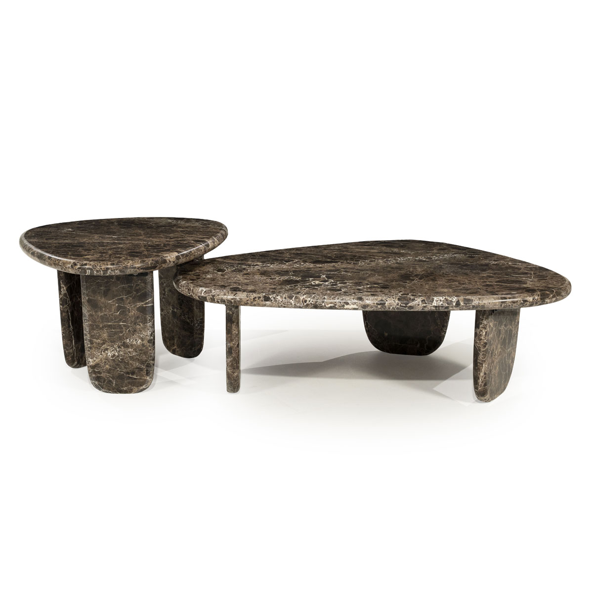 Organischer Couchtisch Devin Marmor Braun 100 x 85 cm