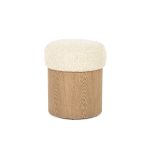 Ronde Poef George Bouclé en Essenhout Beige