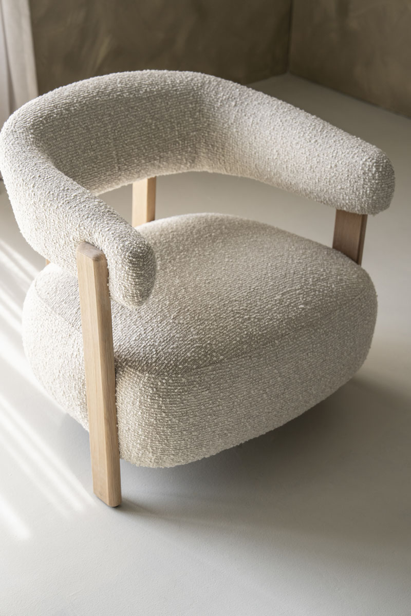 Sessel Lola Eiche und Bouclé Beige