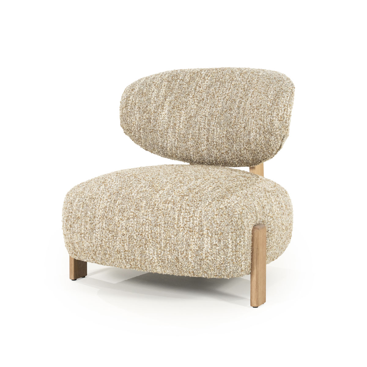 Sessel Reza Natur Eiche und Bouclé Beige