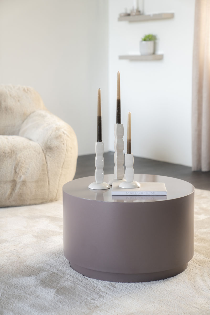 Couchtisch Mesita Rund Dunkeltaupe 60x60 cm