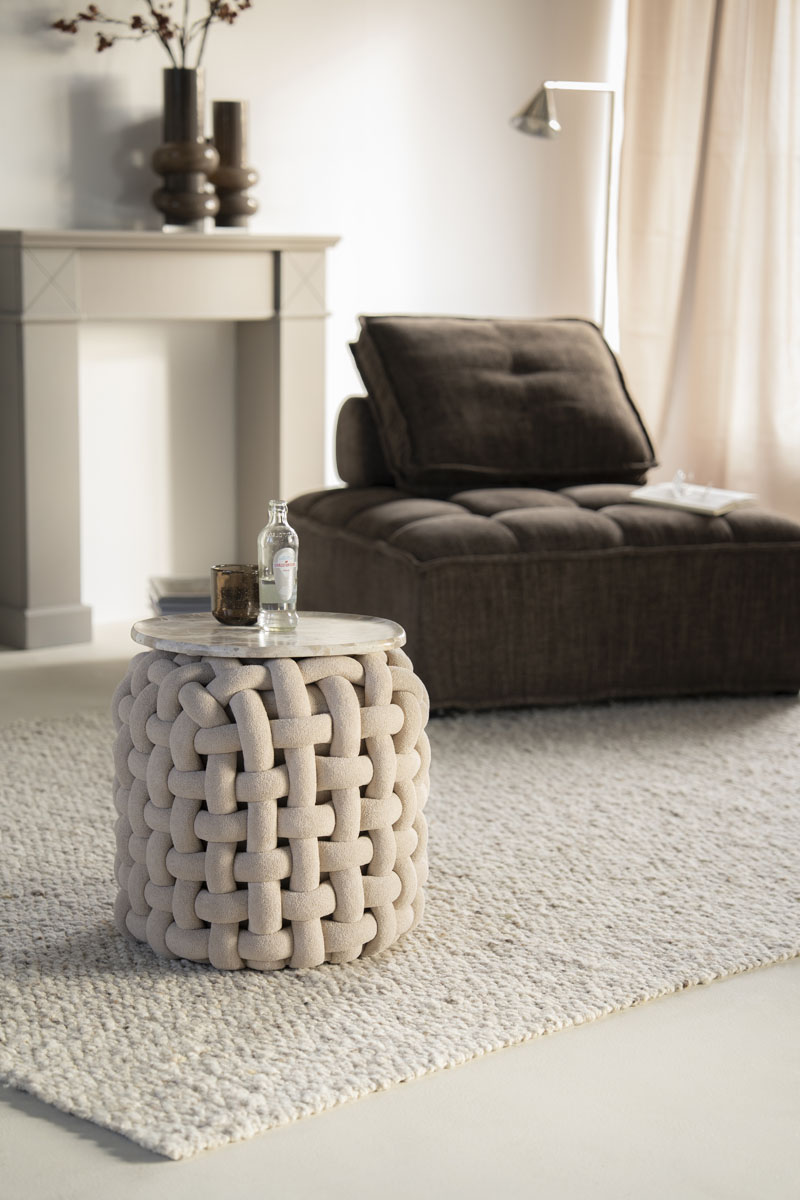 Hocker Poofie Chenille Beige