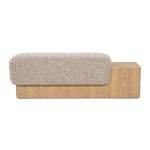 Bank George Bouclé und Eschenholz Taupe 133 cm