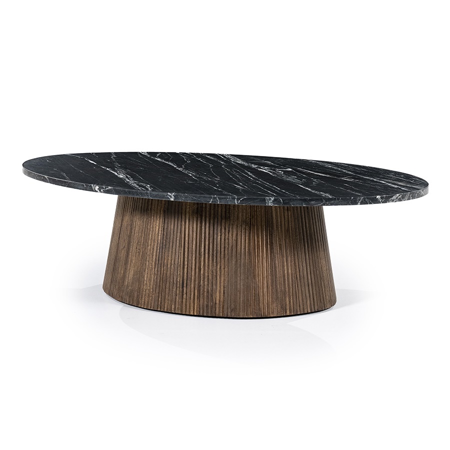 Couchtisch Ron Mangoholz Schwarz 66×66 cm