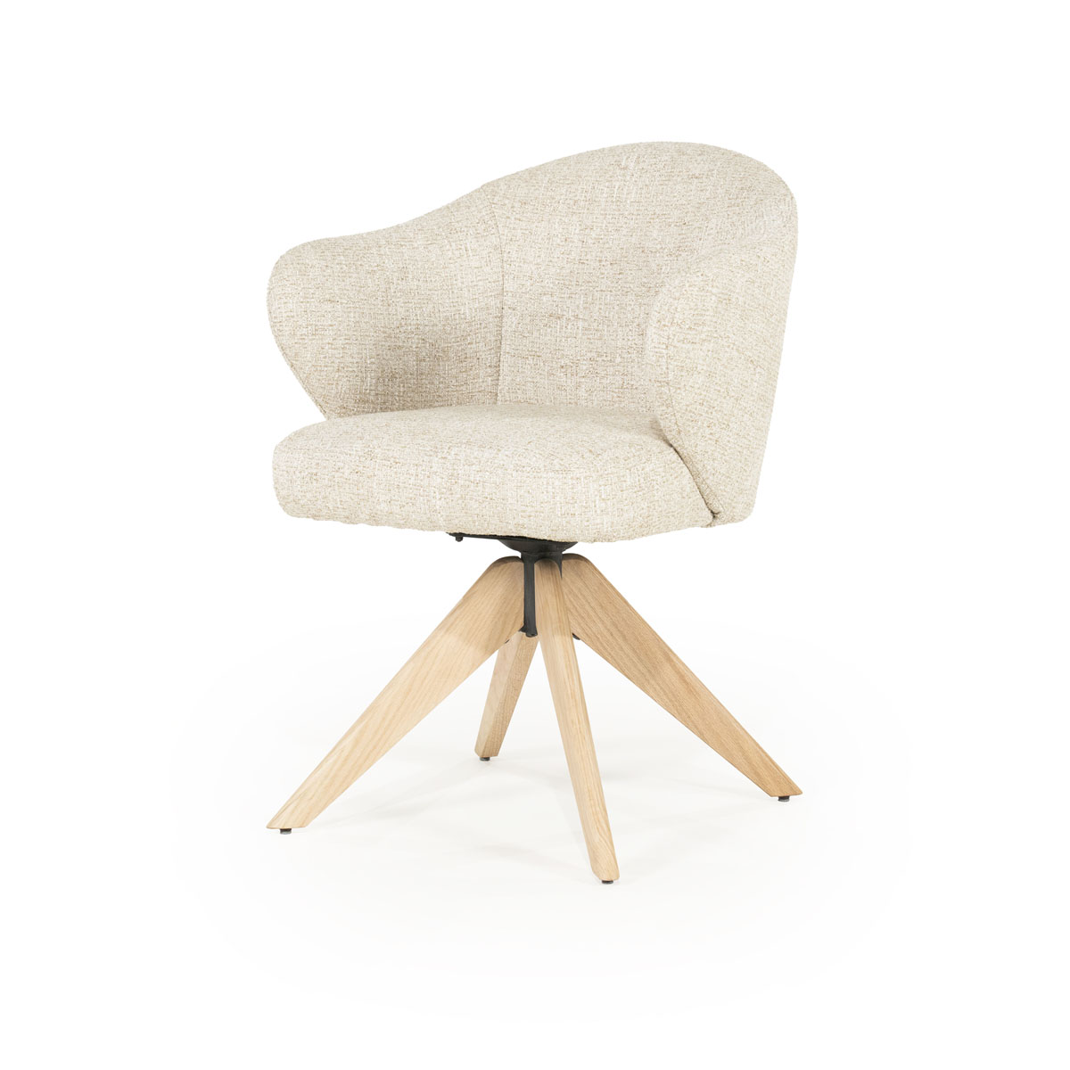 Drehbarer Esszimmerstuhl Connor Eichenholzgestell Donna Beige