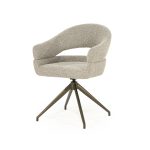 Drehbarer Esszimmerstuhl mit Armlehne Hailey Bouclé Taupe