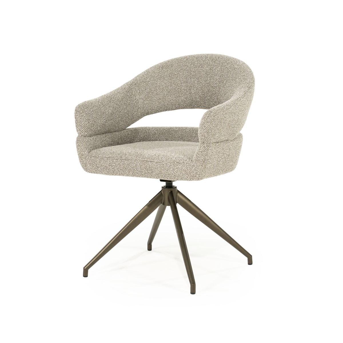 Drehbarer Esszimmerstuhl mit Armlehne Hailey Bouclé Taupe