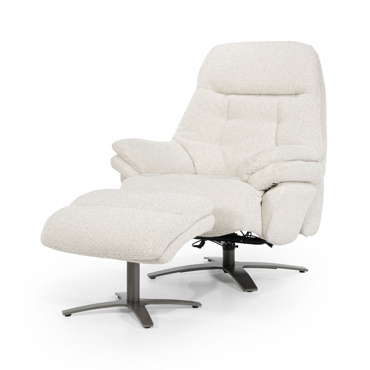 Elektrisch verstellbarer Sessel mit Fußhocker Caleb Bouclé Beige
