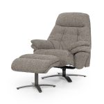 Elektrisch verstellbarer Sessel mit Fußhocker Caleb Bouclé Taupe