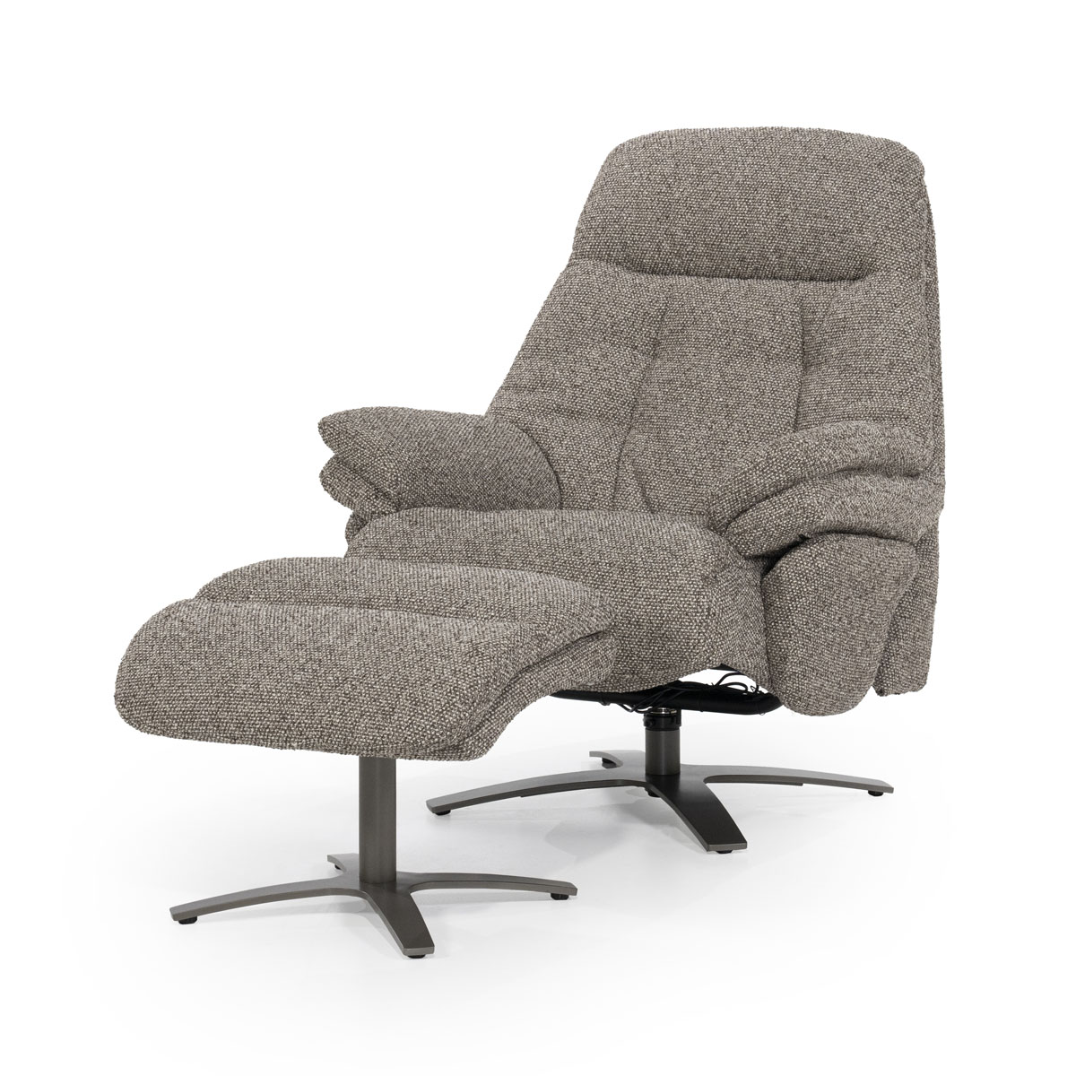 Elektrisch verstellbarer Sessel mit Fußhocker Caleb Bouclé Taupe