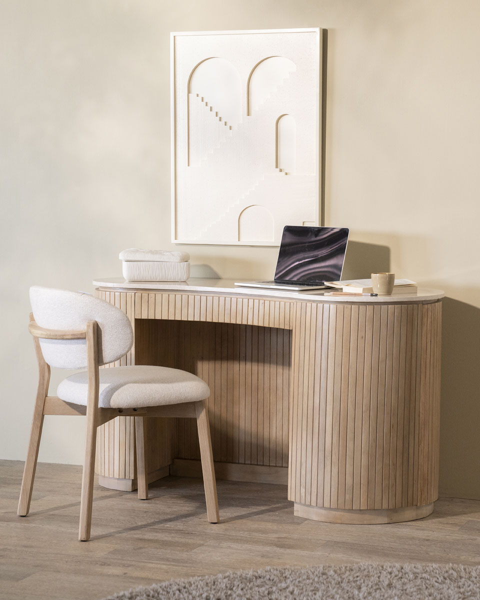 Esszimmerstuhl Mikky Eiche Natur Stoff Beige