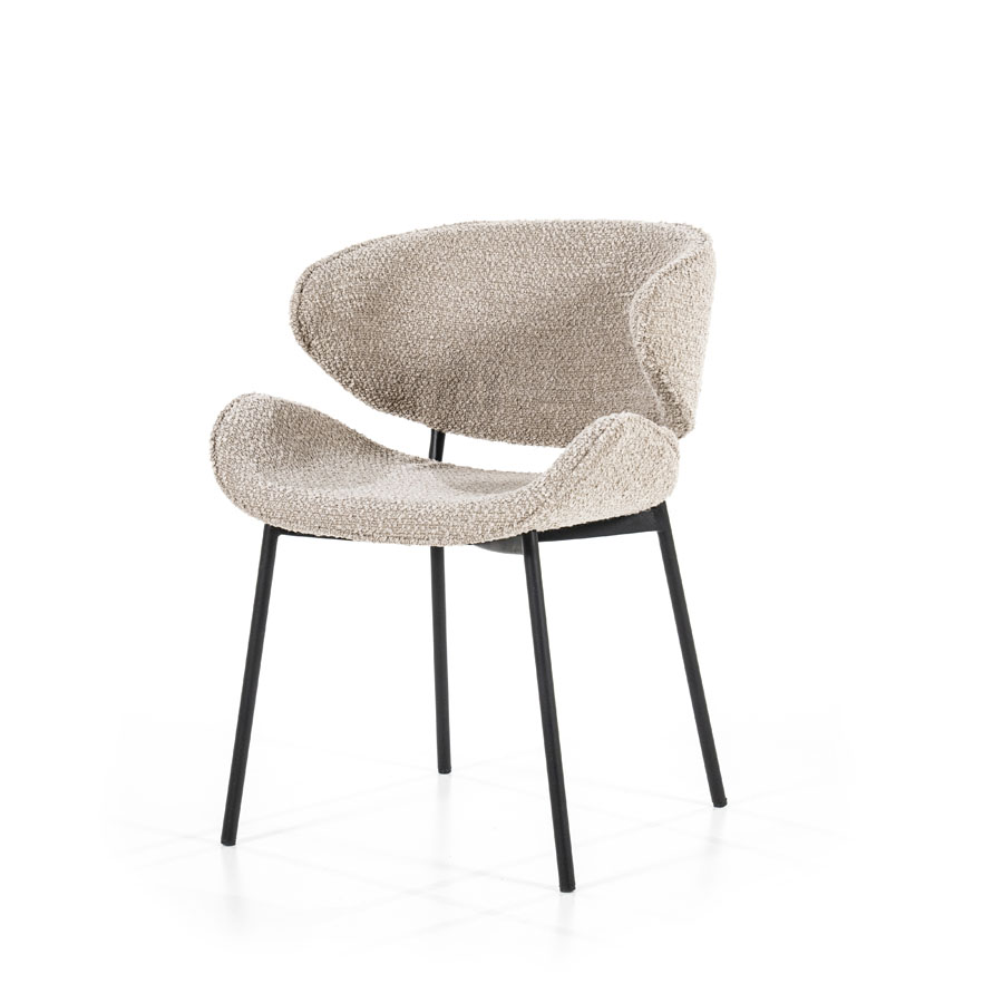 Drehbarer Esszimmerstuhl mit Armlehne Fabio Bouclé Beige