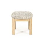 Hocker Lottie Gewebter Stoff und Eichenholz Taupe