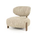 Sessel Reza Braun Eiche und Bouclé Beige