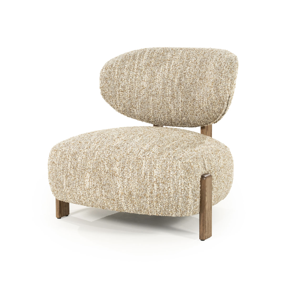 Sessel Reza Braun Eiche und Bouclé Beige