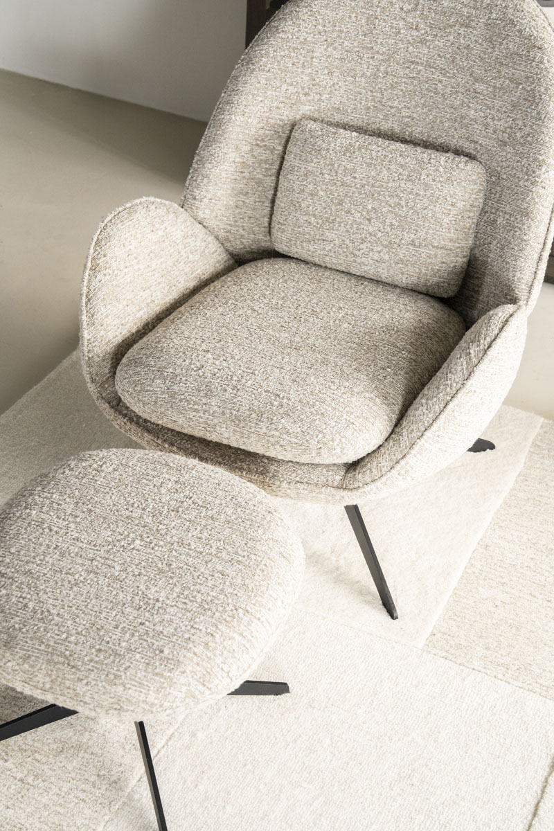 Sessel Ryan mit Hocker Zora Beige